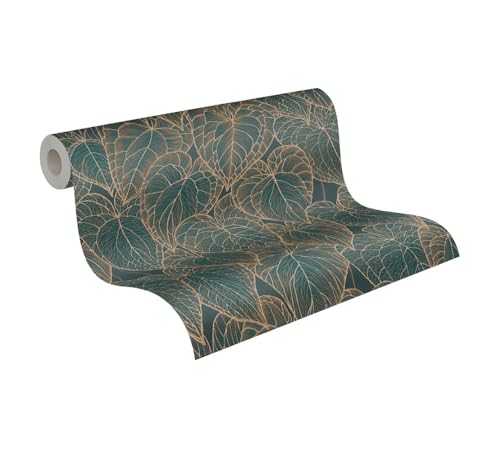 Livingwalls Daniel Hechter Non-Woven Wallpaper with Metallic Design in Brown, Green, Gold, Metallic – 10,05 x 0,53 m Floral Wallpaper – 781281