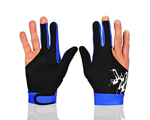 Ace Select Billiard Pool Cue Glove 1 Piece, 3 Fingers Elastic Lycra Stretchable Snooker Glove - Blue