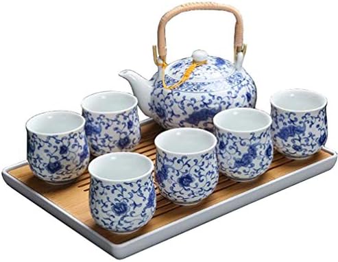 茶器セット 急須 湯呑み 茶托 8点セット 磁器茶具 ティーポット カップ 土瓶 茶こし付 茶碗 茶器揃 おしゃれ 和風 贈り物 写真通り ブルーa