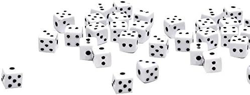 Beads Unlimited Coloured Dice White Plastic Square 6mm-Pack of 200