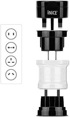 iNiCE Worldwide International Travel Wall Plug Adapter Over 150 countries US UK EU AU Mini All-In-One Universal Travel Chargers (3Parts Black)