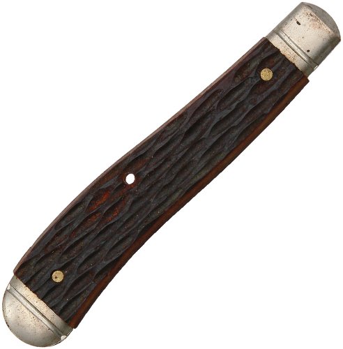 S181 Schrade Handle Material Single - Right Side - For Trapper Brown Jigged Bone