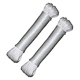 Katzco Nylon Rope Twisted Solid Braided 2 Pack of 1/8 Inch x 50 Foot Ropes - for Camping, Sports and Outdoors, Construction, Moving, Furniture, Towing, Wheel and Axles, Boat Docks, and Fishing