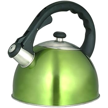 Creative Home Satin Splendor 2.8 Qt S/S Whistling Tea Kettle- Metallic Chartreuse