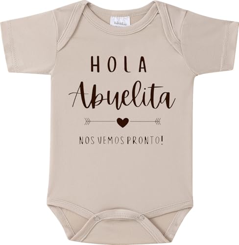 BIBIBLISSBABY Hola Abuelita Nos Vemos Pronto Pregnancy Reveal Infant Bodysuit,0-3 Months Baby Announcement Onesie