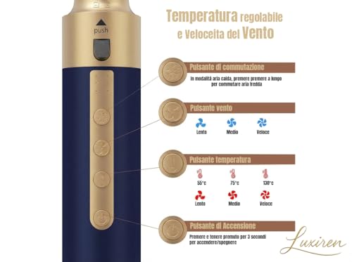 Luxiren 6 in 1 Brushless Hair Dryer | 6 in 1 Air Styler | High Speed Motor | Intelligent Temperature Control | 6 Styling Accessories | Lightweight, Quiet, Professional (Blue)