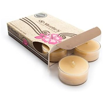 Cinnamon Vanilla Tealight Candles - Highly Scented with Natural Oils - 6 Beige Hand Poured Tea Lights - Clear Container for Beautiful Candlelight - Bakery & Food Collection