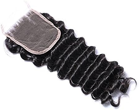 Female Star Hair Virgin Brazilian Hair Deep Wave 130% Density 4X4 Size Lace Closure for Black Women