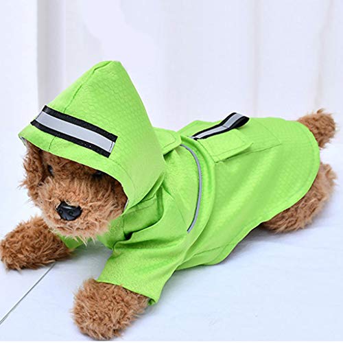 FakMe Pet Dog Cat Raincoat Pet Dog Outdoor Waterproof Hooded Rain Jacket Coats Pet Clothes (S, Green)