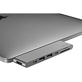 Purgo USB C Hub, Aluminum Type-C Hub Adapter Dongle 50Gbs for 2016/2017 MacBook Pro 13" and 15" 4K HDMI, Thunderbolt 3 5K@60Hz, USB-C Data, 2 USB 3.1 and SD/Micro Card Readers (Space Grey)