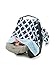 Itzy Ritzy Car Seat Canopy – Infant Car Seat Cover Fits All Car Seats, Includes Toy Loops and Can Unfold Into a Soft Minky Tummy Time Mat, Social Circle Blue