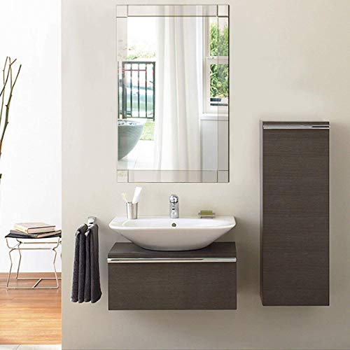 Tangkula Wall Mirror Vanity Mirror Home Bathroom Office Bedroom Frameless Hanged Rectangle Make Up Mirror (Wall Mounted Rectangular)