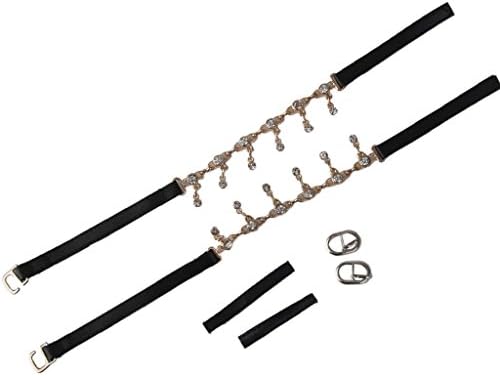 Enking Black Detachable High Heels Shoe Straps Crystal Chain for Holding Loose Shoe