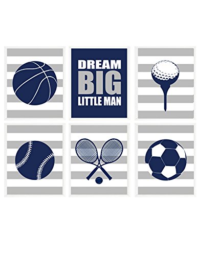 Amazon Com Sports Wall Art Navy Blue Gray Decor Sports Nursery