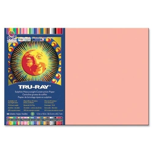 Tru-Ray Construction Paper, 76 lbs., 12 x 18, Salmon, 50 Sheets/Pack