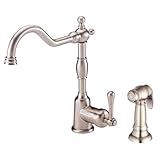 Danze D401557SS Opulence Single-Handle Kitchen Faucet with Lever Handle and Spray, Stainless Steel