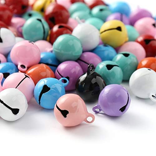 HERZWILD 100pcs 14mm Colorful Jingle Bells - Metal DIY Bells for Christmas, Craft Jewelry Gift Packaging, Wedding Party Decoration