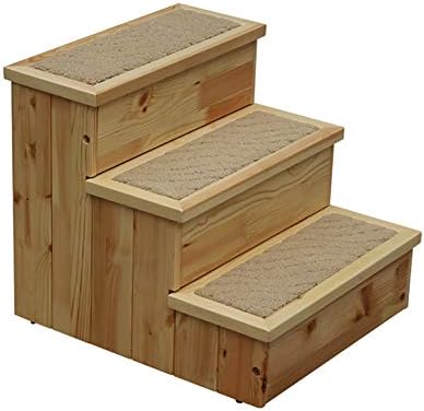 Pet stairs Wooden Pet Stairs 3 Steps for Dogs/Cats, Dog Steps for Tall Bed/Sofa, 8kg Sturdy Stairs, Nonskid Bottom