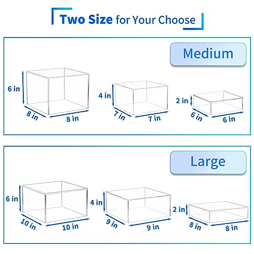 Niubee Buffet Risers, Food Display Stands For Party, 6Pcs Acrylic Risers Cake Collectible Jewelry Figures Show, Cube Dessert Table Nesting Riser With Hollow Bottoms 8"X9"X10(Clear)
