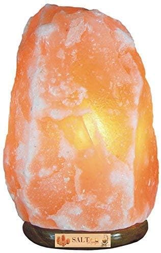Salt Lamps 2-3 KG Natural Himalayan Rock Salt Lamp on Wooden Base, Wood, Orange