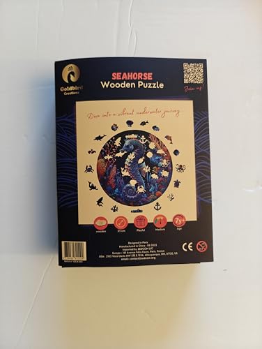 Wooden Jigsaw Puzzles for Adults - Animal Shaped Puzzles - Round Wooden Ocean Puzzles - Christmas & Birthday Gift Idea - Seahorse