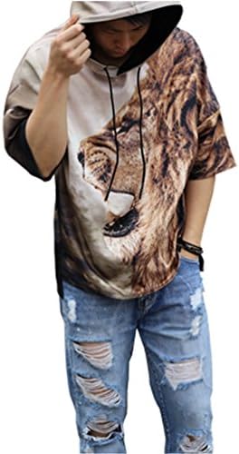 Half Sleeve Tops Hip Hop Lion Hoodie Men Women Casual 3D Animal Sweatshirt Unisex Couple Skateboards Brand Clothing