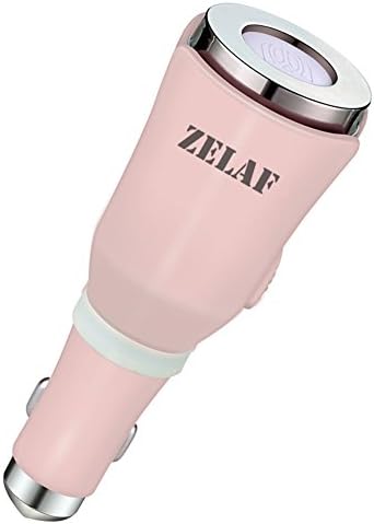 Car Aroma Diffuser for Essential Oils, ZELAF Mini Portable Personal Diffuser | Car Charger Adapter | Safty Hammer , Intelligent Temperature Diffusion Technology for Car, Home, Office, Pet House (Pink)