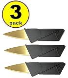 3 pack Gold blade Credit Card Knife Folding Blade Knife Pocket Mini Wallet Camping Outdoor Pocket Tools Folding Tactical Knife survival knife by JJMG - Gold blade