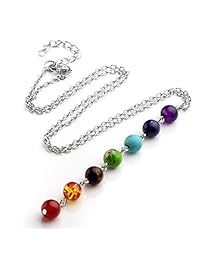 Cuentas de roca de lava de 7 chakras, Yoga Reiki, energía de compensación curativa, conjunto de joyería de collares, pulseras, aretes, de Top Plaza