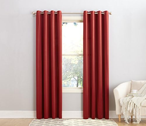 Sun Zero Barrow Energy Efficient Grommet Curtain Panel, 54" x 108", Red