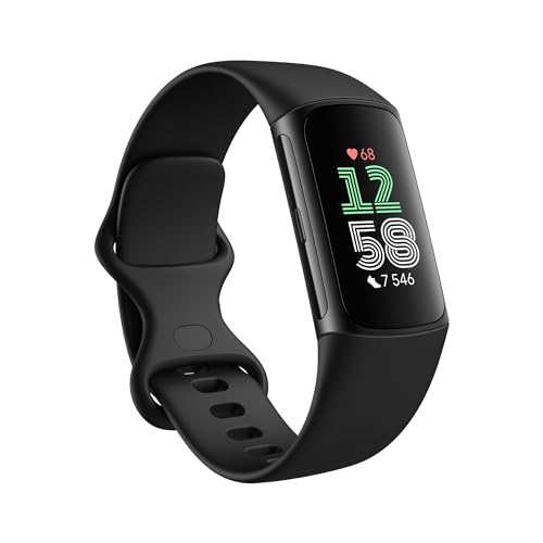 Google Fitbit Charge 6 Bracelet d'activité avec un abonnement de 3 mois à Google Health Premium inclus, 7 jours d'autonomie de batterie, Noir Volcanique/Aluminium Noir