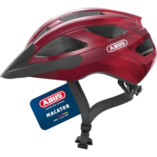 ABUS Rennradhelm Macator - sportiver Fahrradhelm für Einsteiger - auch für Zopfträger/-innen - für Damen und Herren - Bordeauxrot, Größe S