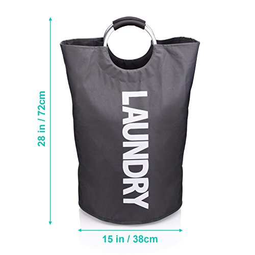 TIMMY Laundry Basket Large Foldable Fabric Laundry Hamper,Portable Storage Bag with Carry Handles for Dirty Clothes(Grey)