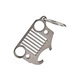 AUXMART Key Chain for Jeep Grill with Bottle Opener Heavy Duty Laser Cut 304 Stainless Steel Keychain for Jeep Wrangler Accessories Enthusiasts (Silve)