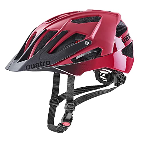 uvex Quatro cc Fahrradhelm, Dark red - Black matt, 52-57 cm