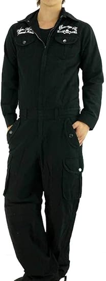 Amazon オールインワン スカル刺繍 つなぎ ツナギ メンズ 男 かっこいい 服 A 03 2312 23a 黒 M ジャージ上下セット 通販