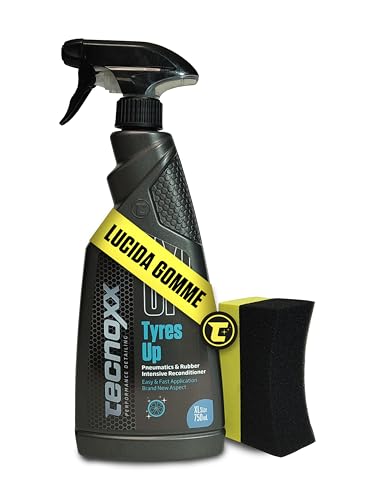 Tecnoxx Tyres Up - Shine and Moisturiser for Tyres and Rubber for Cars and Motorcycles - UV Protection, Intense Shine and Instant Result - 750 ml with Sprayer