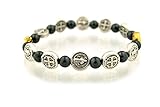 Men or Womens Saint Benedict Exorcism Medal Bracelet. St Benedict Stretch Bracelet Grey & Metal Beads. Lay Catholics Are Not Permitted to Perform Exorcisms but They Can Use the Saint Benedict Medal, Holy Water, the Crucifix, and Other Sacramentals to Ward Off Evil. Catholic Saint Benedict Patron Saint of Kidney Disease, Poison Sufferers, Students, Poisoning, School Children, Homeless, Monks.