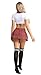 ANJAYLIA Women Lingerie Schoolgirls Outfit Lingerie Roleplay Cosplay Sailor Costumes with Socks (Red)