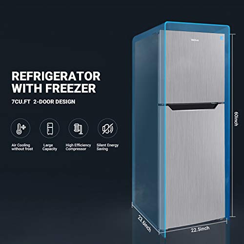 TACKLIFE 7.0 Cu. Ft Fridge with Freezer, No Frost, MidSize
