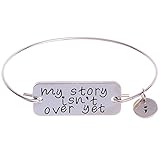 UNKE Valentine's Day Gift Couples Inspirational Letter Cuff Bangle Jewelry my story isn't over yet Bracelet Bangle for Womens