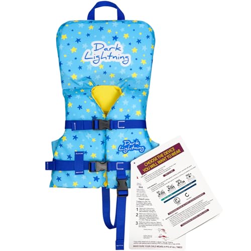 Dark Lightning USCG Approved Infant Life Jacket 0-30 lbs, Toddler Swim Vest and Baby Life Vest for 1-3 Years, 20-30 lbs, Headrest, Leg Strap and Grab Handle