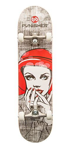 Punisher Girls Skateboard Complete with 31.5" x 7.75" Double Kick Concave Deck Canadian Maple ABEC-7 Bearings
