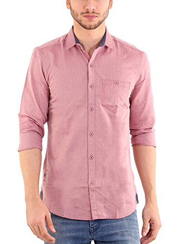 shade 45 men's cotton full sleeve slim fit maroon color plain shirt(shd45-00074)