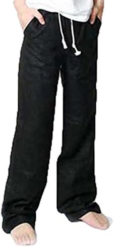 qiansu Linen Casual Trousers Loose Thin Section Summer Trousers with Drawstring Solid Color Beach Long Pants Khaki Gray Green Black Blue