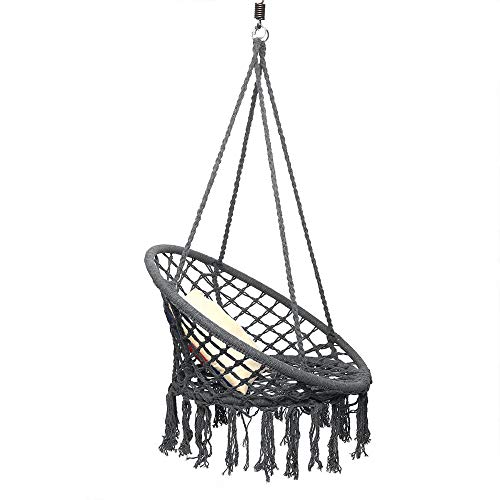 Xhtoe Schaukelstuhl, Hängesessel, Seil-Hängematte, für Zuhause, Garten, drinnen und draußen, maximale Belastung 120 kg – Bild 5