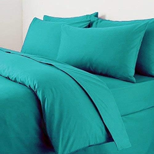 Roy Textile Ltd Plain Dyed Duvet Cover with Matching Pillow Cases Bedroom Bedding Set (Teal, Double)