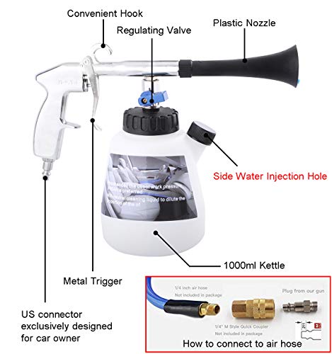 CARFKA High Pressure Car Cleaning Gun, Professional Car Wash kit with 1L Bottle, Spray Nozzle Car Wash Gun Foam Lance (US Edition)
