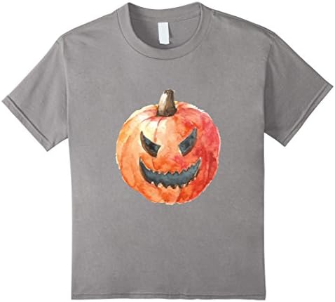 Kids Funny Scary Pumkin Halloween Smile Costume T-Shirt 4 Slate