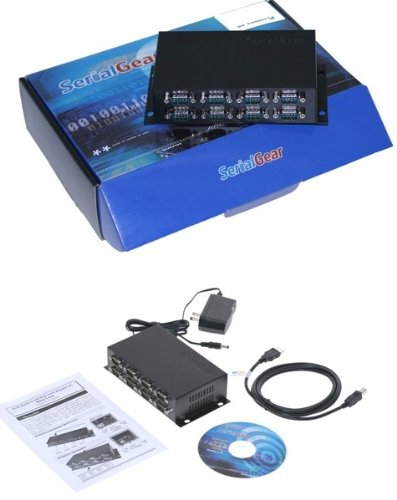 SerialGear Industrial 8-Port DB-9 RS232 to USB Adapter High-Speed FTDI Chip 921.6Kbps